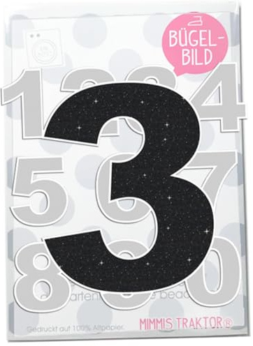GLITZER Bügelbild Zahl *Farbwahl* Geburtstags 0 1 2 3 4 5 6 7 8 9 Aufbügler Applikationen Bügelsticker für Stoffe Textilien Kinder zum Aufbügeln Flicken