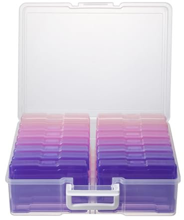 novelinks photo Organizer 4 x 6 photo Storage box avec poignée - 16 intérieur photo box photo Storage box photo Organizer & Storage (dégradé rose violet)