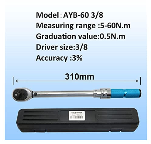 DIGNIFE Torque Wrench, Torque Wrench 5-60 N.m 3% Accuracy Preset Ratchet Torque Wrench Car Bike Repair Hand Tools Adjustable Wrench(AYB-60)
