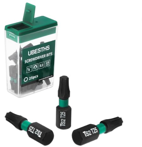 UBESTHS Torx T25 Lot de 25 embouts de tournevis, tige hexagonale 1/4, 25 mm de long, avec boîte