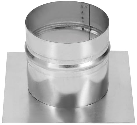 PATIKIL 4 Duct Connector Flange, Galvanized Air Ducting Mounting Plate Dryer Vent Chimney Top Plate Square to Round for Heating Cooling Ventilation HVAC Exhaust Fan Vent Systems, 6x6