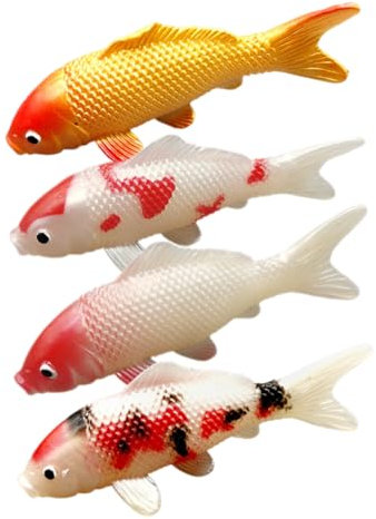 MERRYHAPY Vielseitige Künstliche Karpfen-Dekoration 4 Stück Lebensechte Karpfenmodelle Realistische PVC-Fische Für Die Küche Zu Hause Und Zum Fotografieren