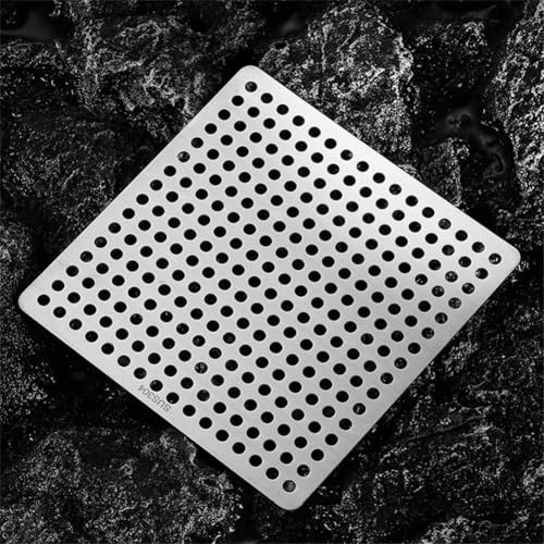 Haarsieb Dusche 9,8 x 9,8 cm - Edelstahl Abflusssieb quadratisch für Duschabfluss & Bodenablauf - Rostfrei Haarfangsieb Duschsieb gegen Verstopfung im Badezimmer