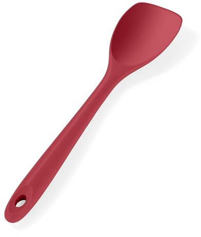 U-Taste Silicone Spoon Spatula, 315℃ Heat Resistant, 28cm, Red | Flexible Seamless Spoonula Non-Stick Kitchen Scraper with Wide Scoop Shape for Flipping Stirring Mixing Scraping Serving