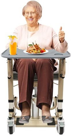 Wheelchair Tray Table Detachable Wheelchair Table with 2 Cup Holders 22.83 * 20.67in for People with Disabilities to Eat, Write, Work, and Perform Daily Activities