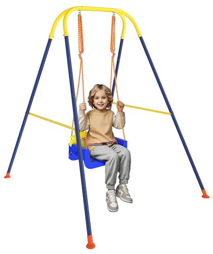 NAIZY Schaukel, 3 in 1 Babyschaukel Indoor Outdoor 93–155 cm Einstellbare Länge Kinderschaukel inkl. Abnehmbarer Umrüstsitz, für 6 Monaten bis 10 Jahre, 40 KG Tragfähigkeit