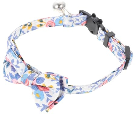 COLLBATH Katzenhalsband mit Schleife Verstellbar 20-28cm Baumwolle Blumenmuster Festliches Haustierhalsband für Katzen und Kleine Hunde