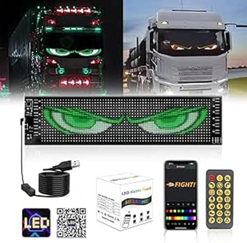 Flexible Panneau Affichage LED, Plaque Lumineuse Camion Personnalisé, Bluetooth Panneau Publicitaire Lumineux Programmable, Accessoire Voiture Interieur, Télécommande APP(102x348mm)
