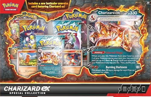 Pokémon TCG: Charizard ex Special Collection (1 Foil Promo Card, 2 Foil Cards, 1 Oversize Lenticular Card & 5 Booster Packs)