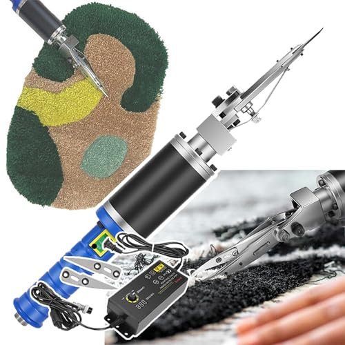 Forbici Elettriche per Tessuti (0~4000 Giri/min), Forbici per Rifinitura Tufting (200 W), con 2 Lame + 2 Spazzole di Carbone, per Tagliare Tessuti, Cartone, Cucito,A