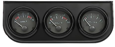 LKHDONG Strumenti aggiuntivi 3 in 1 da 52 mm, voltmetro + misuratore di temperatura dell'olio + indicatore di pressione dell'olio, strumenti aggiuntivi LED per auto, 8-16 V