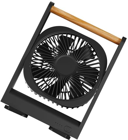QINZITAO Práctico ventilador de mesa alimentado por USB con funcionamiento silencioso, ventilador de refrigeración de aire recargable, textura ABS para oficina o viajes