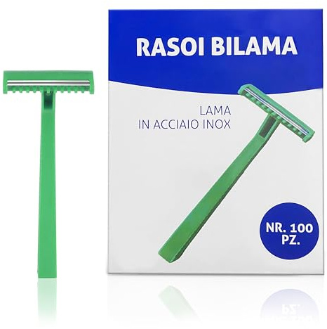 Rasoi monouso BILAMA per tricotomia non sterili (Confezione 100 pezzi) in acciaio inox