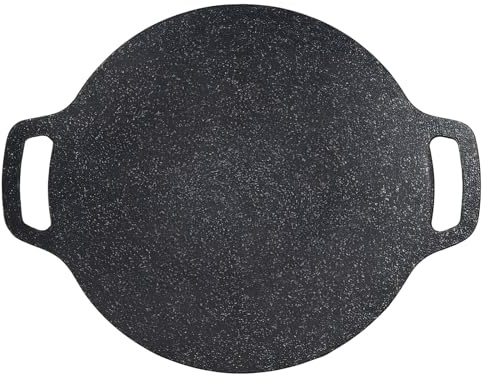 Tressify Poêle grill coréenne de 34 cm, en acier inoxydable, avec poignées, utilisation en intérieur/extérieur, fonctionne sur les cuisinières à gaz et à induction
