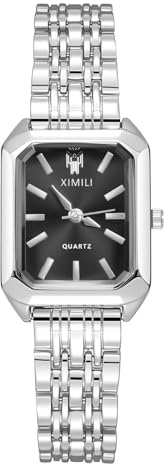 OFFCUP Reloj Analógico para Mujer de Cuarzo con Correa en Acero Inoxidable, 32mm Clásico Relojes Cuadrado para Mujer, Reloj de Pulsera de Moda para Damas y Niñas, 3 Manecillas