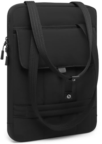 HYZUO 15-16 Pulgadas Bolso Funda Acolchada para Portátil, Negro | para MacBook Pro 15/16, 15 15,6 Dell/HP/Lenovo/Asus/Acer/Samsung, Bolsos de Hombro Finos Mujer Bolso para Trabajo Diario