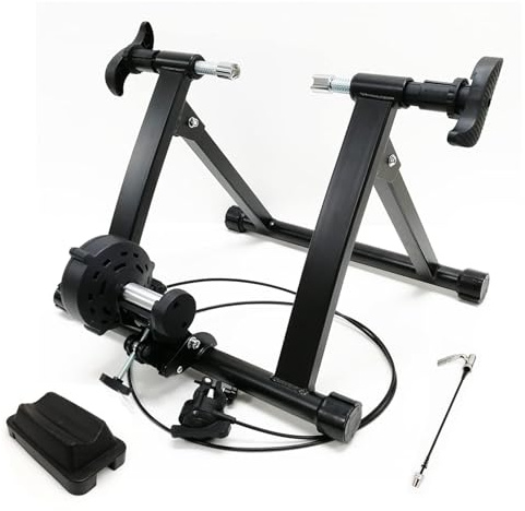 M2S Indoor Bike Trainer Stand, Black, Foldable, Magnetic 8 Level Resistance With Wire Control, For 24-28 & 700C Wheels, Max Load 120 kg
