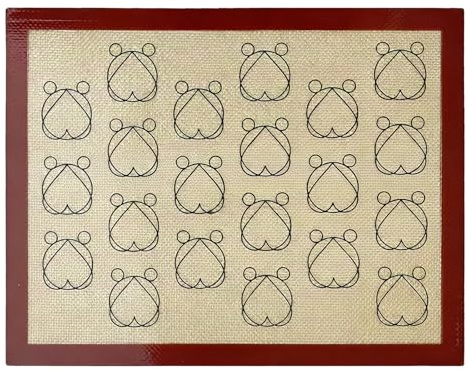 Tapis de cuisson en silicone pour macarons, antiadhésif, motif cœur, bordure, feuille épaisse, durable, pour four et barbecue, plaque de cuisson réutilisable, antiadhésive, tapis de (Red2, One Size)