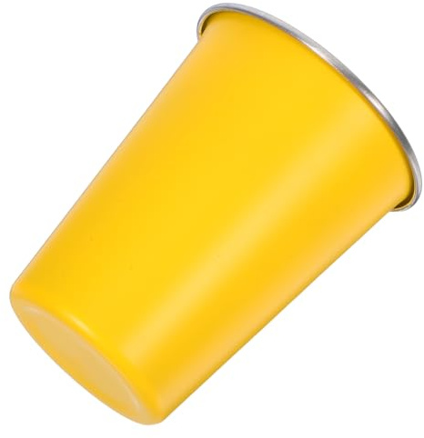 VANZACK Gobelet en Acier Inoxydable Monocouche 350 Ml Jaune, Tasse à Café et Thé en Métal Légère et Portable, pour Camping, Randonnée et Activités de Plein Air Réutilisable