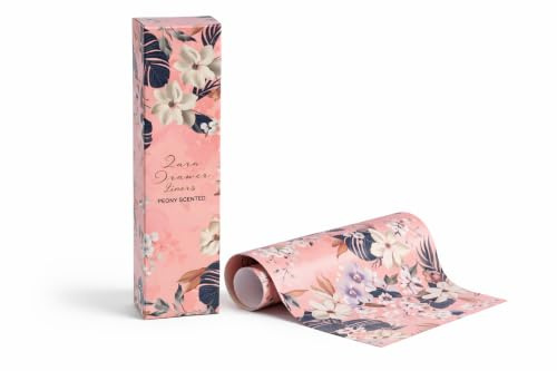 Design By Violet Zara Peony Drawer Liners Pack of 6 Scented Sheets | 6 scented drawer liner sheets with Peony fragrance. Ideal for wardrobes, drawers and freshening clothes.
