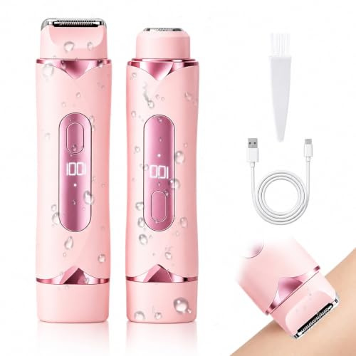 Depiladora Electrica Mujer 2 en 1 IPX7 | Cabezales intercambiables para cuerpo y zona íntima, Uso IPX7, Sin Irritación, Recargable USB, Batería de 90 min
