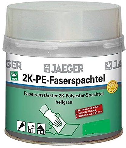 Jaeger 2K-PE Faserspachtel, 2-Komponenten Polyesterspachtel, hellgrau 250g