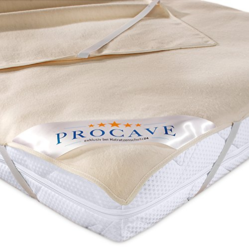 PROCAVE Matratzen-Auflage aus 100% Baumwolle, Natur-Matratzenschoner atmungsaktiv, hochwertige Moltonauflage als Matratzenschutz, Premium Qualität Made in Germany 200x220 cm