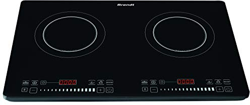 Brandt – Placa de cocina eléctrica – Placa de inducción posable 2 fuegos – 1 fogón 1400 W – 1 fogón 2000 W – 10 niveles de potencia – Teclas de cocción preprogramadas