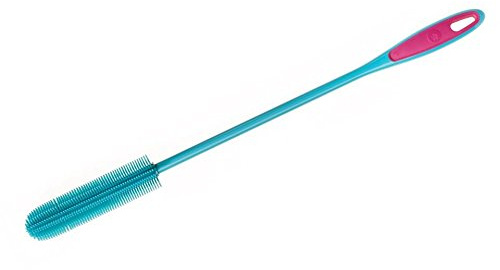 Kochblume Flaschenbürste Slim | Premium-Silikon | Hitzbeständig | Spülmaschinenfest | Für besonders schmale Öffnungen ab 16mm | Farbe: türkis
