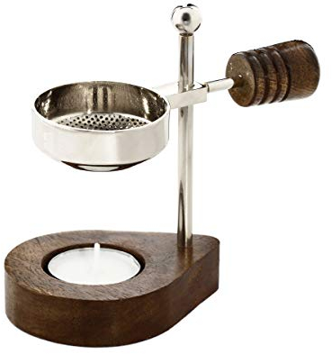 NKlaus Verstellbares Räucherstövchen mit Holzgriff Weihrauchständer Esoterik 7567
