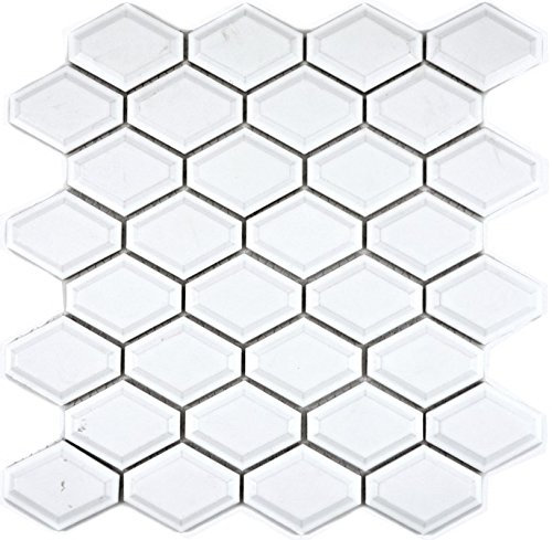 WB13MD-0101 - Azulejos de cerámica con diamante para pared de baño, baño, ducha, cocina, espejo, revestimiento de bañera, color blanco brillante