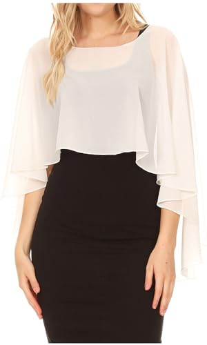 Sakkas 1921 - Anya Womens Chiffon Brautjungfer Braut Cape Wickel Bolero Shrug - Elfenbein - OS