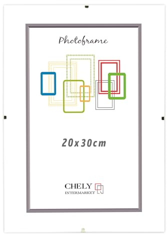 CHELY INTERMARKET MOD300 Marco Portafoto Clip Metacrilato Sin Borde Moderno 20x30cm Montaje Vertical Horizontal Decoración Posters Carteles Oficinas Galerías Color Transparente Incluye 1 Unidad