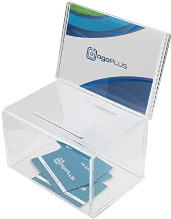 Spendenbox, Losbox mit Din A6 Werbefläche/Acryl Sammelbox, Visitenkarten-Box,Aufsteller