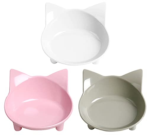 Katzennapf,3 Stück Futternapf Katze,Futternapf Katze Set,rutschfeste Katzenschale,Futterschüssel Katze,Wasser Fütterung Schüssel,Katzennapf Set zur Erleichterung von Whisker-Müdigkeit