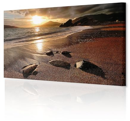 decomonkey Wandbilder Strand Meer 150x50 cm 1 Teilig Leinwandbilder Natur | Strukturleinwand, Holzkeilrahmen, Bild auf Leinwand, Kunstdruck, Wanddeko, Wohnzimmer, Wanddekoration, Landschaft