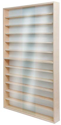 Alsino Sammlervitrine Hängevitrine für Züge Modelleisenbahnen Vitrine Spur HO & N Regal H0 60-90 cm 12 Fächer mit Nuten (V-70.12A)