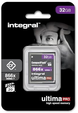 Integral 32GB Compact Flash Card UDMA-7 866x Speed VPG-20 130MB/s Read and 45MB/s Write Professional High Speed Card