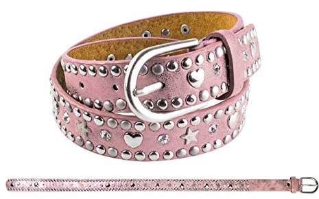 bb-Klostermann Gürtel Nieten Herz & Stern rosa 70 cm 22549 - Kindergürtel