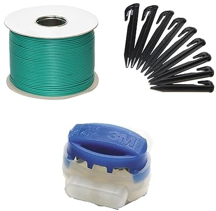 G greengrass tools Rasenroboter Mäh-Bereich Erweiterungs Set Kabel Haken Verbinder Begrenzungs-Draht Erdnägel Klemmen - kompatibel mit Yard-Force Husqvarna Automower Gardena Worx, Set:10m+20H+4V