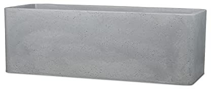 Scheurich Alea Box 80, Pflanzgefäß/Blumentopf/Pflanzkasten, rechteckig, Farbe: Schwarz-Granit, hergestellt mit recyceltem Kunststoff, 10 Jahre Garantie, für den Außenbereich
