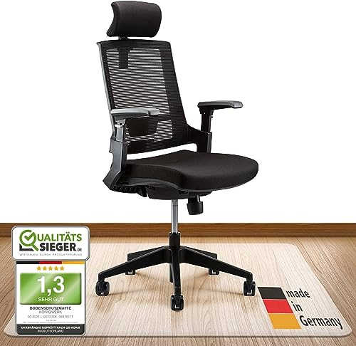 Königwerk Bodenschutzmatte Bürostuhl versch. Größen - Bürostuhl Unterlage rutschfest in milchweiß - Made in Germany - 90 x 120 cm