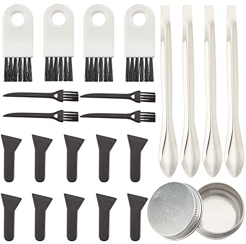 GORGECRAFT 23Pcs Pollen Scrapers Kit for Grinder Including Cleaning Brush Pollen Scrapers Stainless Steel Spatula Micro Scoop and 10ml Aluminium Jar