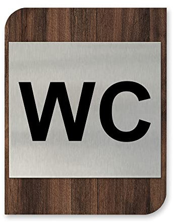 Business-Schild WC modernes Schild aus Holz & Alu für Innenräume Holzoptik 14 x 18 cm ideal für Büro Schule Universität Made in Germany (D Braun 2)