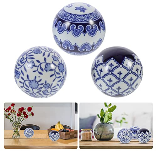 Veemoon 3Pcs Schwimmkugeln Keramik Porzellan Schwimmkugeln Teich Garten Balkon Teiche Deko Party ZubehöR Dekokugeln Moderne 10cm/3.93inch