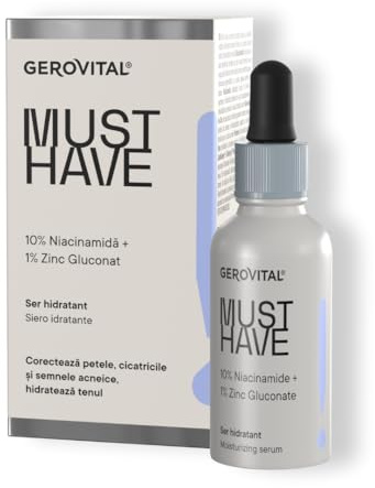 Gerovital Must Have Niacinamid Serum 10% + Zinkgluconat 1%, 30 ml | Gesichtsserum gegen Unreinheiten und vergrößerte Poren, spendet Feuchtigkeit und unterstützt ein ebenmäßigeres Hautbild