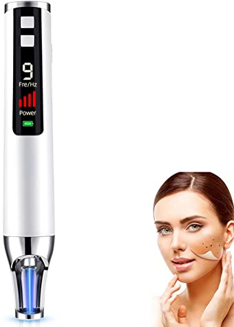Machine de Beauté Portatif Rechargeable Stylo Anti-acrochordons avec 9 Niveaux de Résistance pour Les Verrues, Les Taches de Rousseur, Les Naevus, Les Taches Brunes et Les Petits Tatouages,Blue light