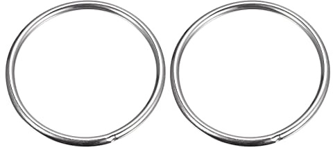 sourcing map 2 Stück O Ringe Edelstahl 304 Metallringe, 80 mm Außendurchm. 5 mm Dicke Geschweißter O-Ring für Befestigung Schrauben Haken Campinggürtel Hundeleinen Taschen Paracord