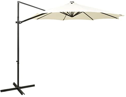 vidaXL Ampelschirm mit LED-Beleuchtung 300 cm Sandweiß