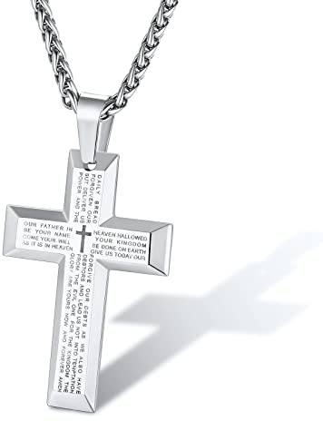 Supcare Kreuzkette für Herren Damen Edelsthal Halskette mit Kreuzanhänger Christus Kruzifix Kette Kreuz Christen Religiöse Kettenanhänger Personalisiert Modeschmuck für Männer Frauen